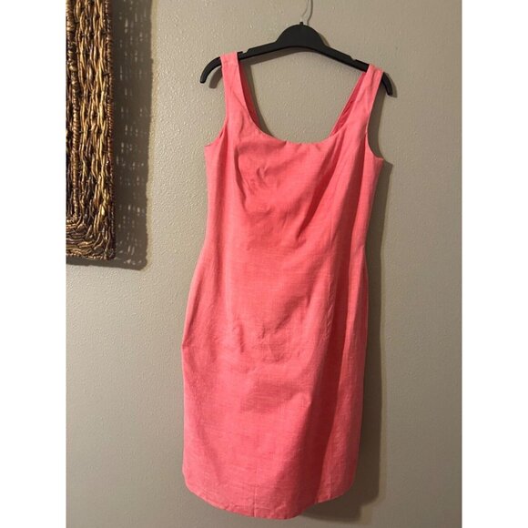 Escada Dress Rich Pink Berry 38 6 Silk Linen Sheath Sleeveless Career Church - Picture 5 of 6